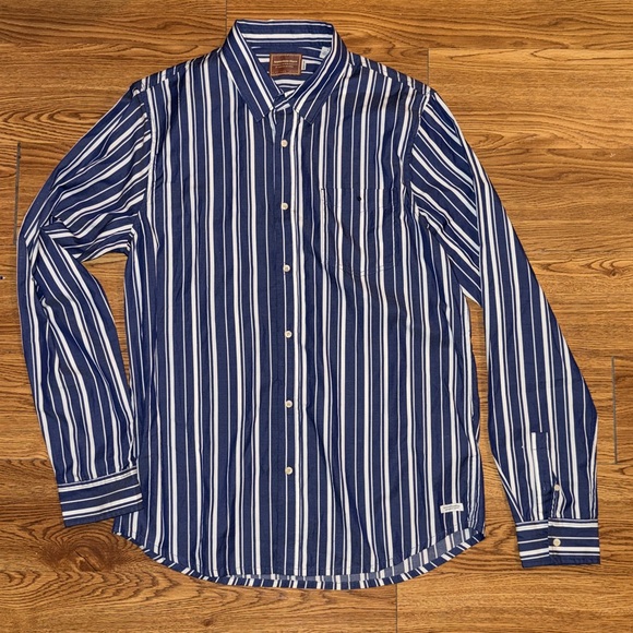 Scotch & Soda Navy and White Striped Shirt - Picture 5 of 5